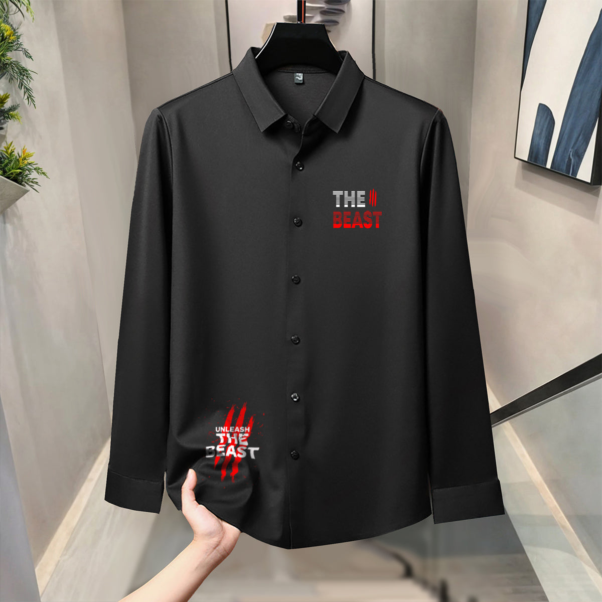 Luxury Design Black Printed Cotton Shirt (NP-02)