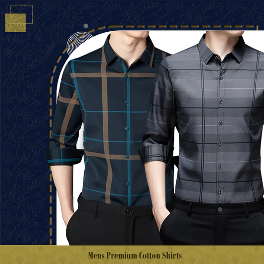 Full Sleeve Cotton Check Shirt (BLUE G + SILVER L)