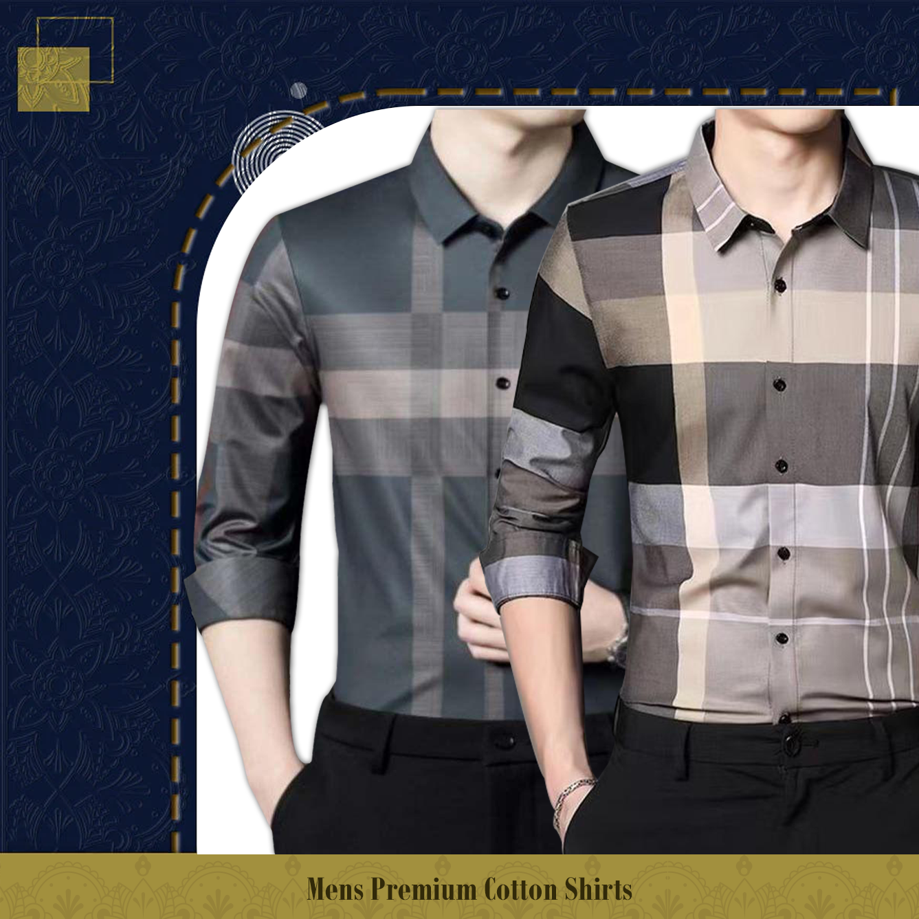 Pack of 2 Full Sleeve Cotton Check Shirt (BRG+CGL)