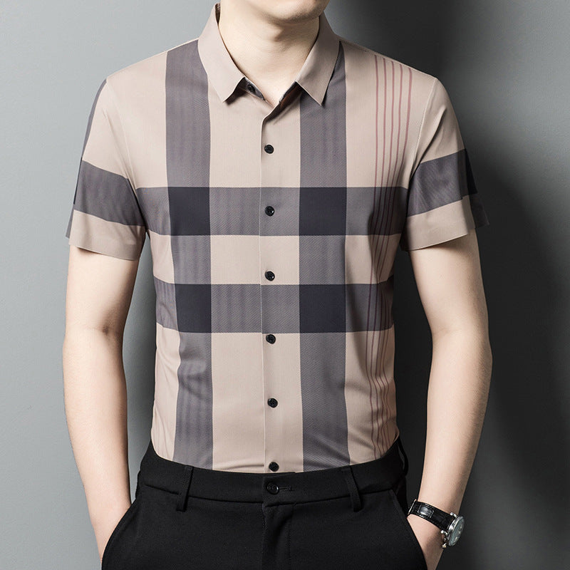 Half Sleeves Men's Cotton Check Shirt
