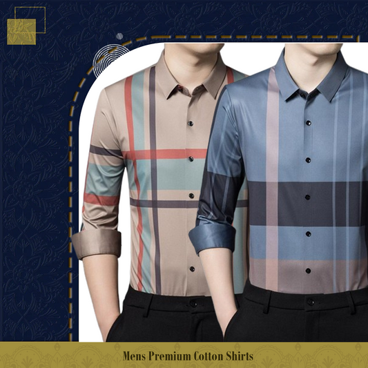 Pack of 2 Full Sleeve Cotton Check Shirt (PEACH+D GREY)