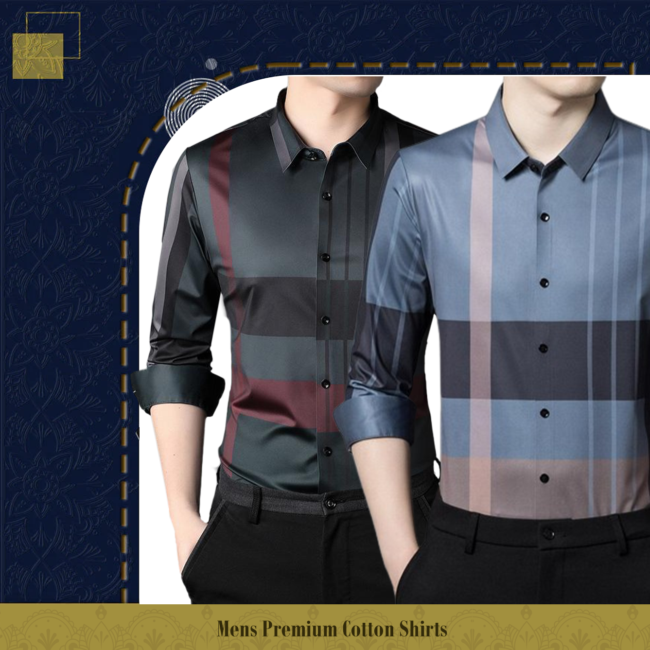 Pack of 2 Full Sleeve Cotton Check Shirt (RBL+D GREY)