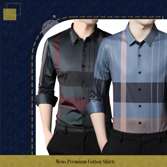 Pack of 2 Full Sleeve Cotton Check Shirt (RBL+D GREY)