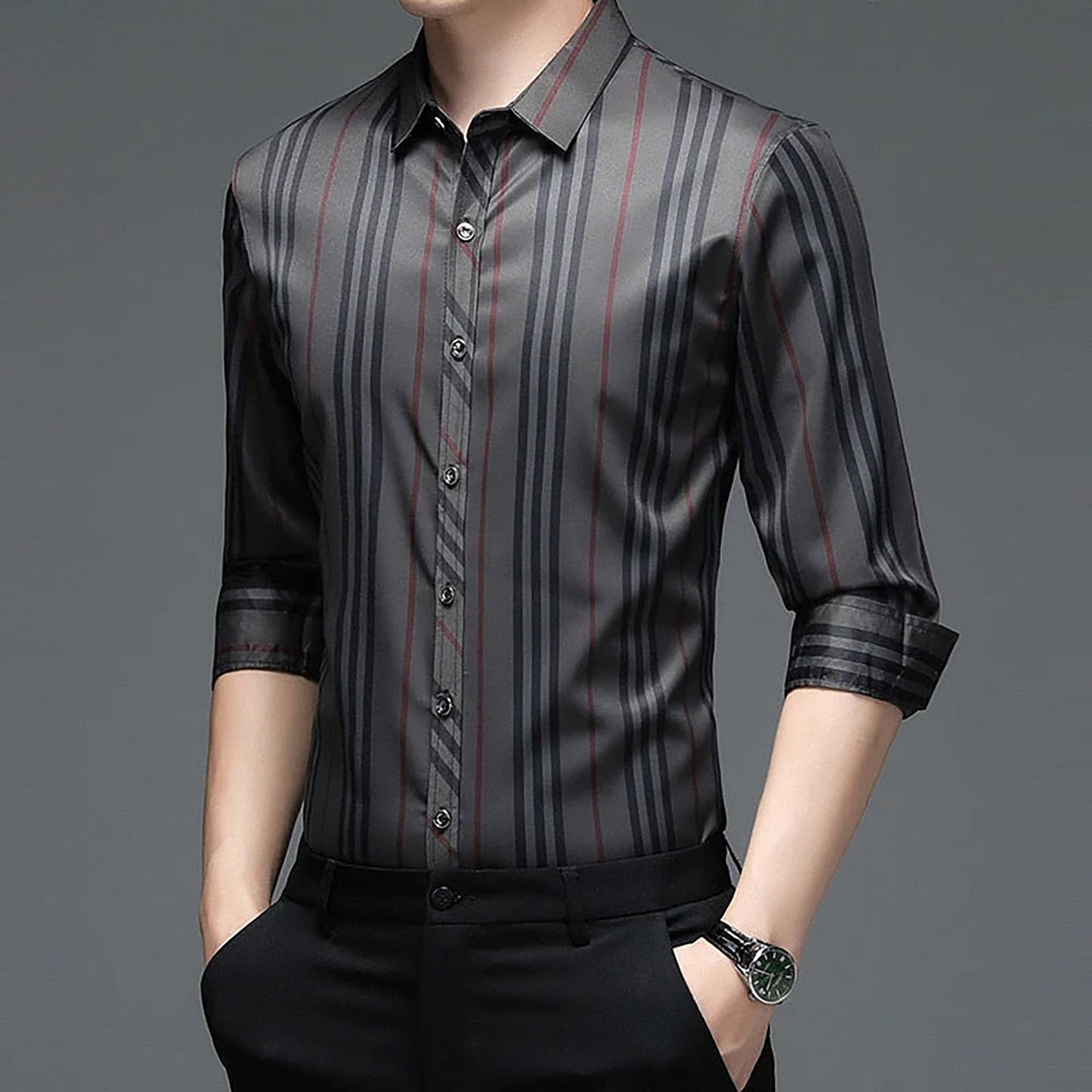 Men's Full Sleeves Checkered Collar Shirt - Regular Fit, Cotton Shirt (BROWN)