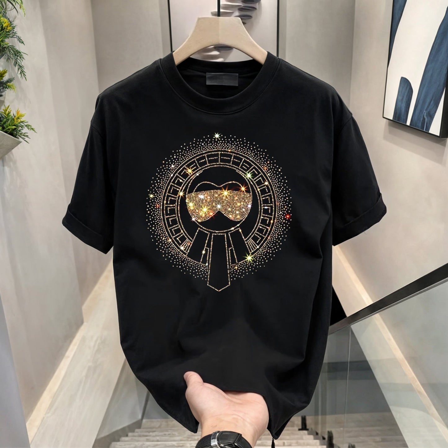 Men's Rhinestone Luxury T-shirts (GLASSES)