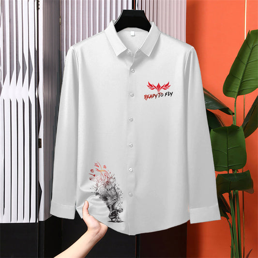 Luxury Design White Printed Cotton Shirt (FMC - A7)