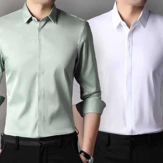 Premium Men's Solid Shirts (Solid Light Green + Solid White)