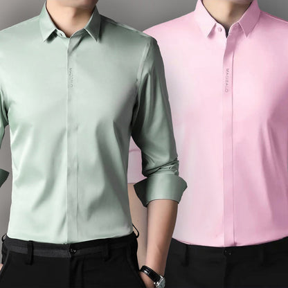 Premium Men's Solid Shirts (Solid Light Green + Solid Pink)