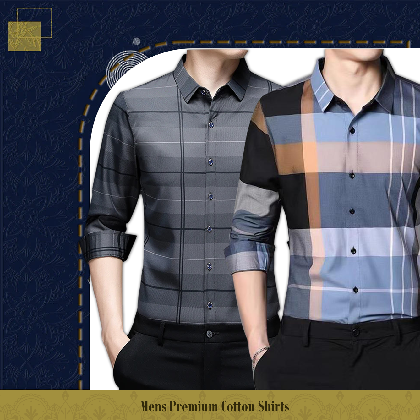 Pack of 2 ( Men's Premium Best Selling Cotton Shirts ) SILVER L+SOB