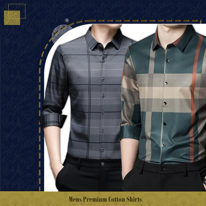 Pack of 2 ( Men's Premium Best Selling Cotton Shirts ) SILVER L+GREEN