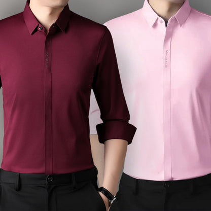 Premium Men's Solid Shirts (SOLID PINK+SOLID DARK RED)