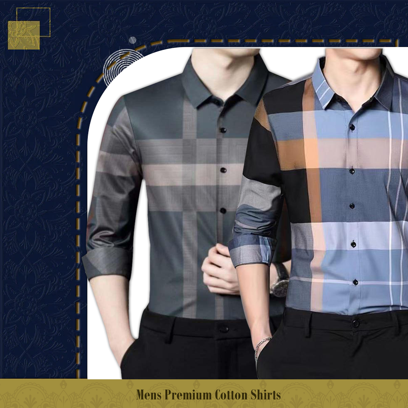 Pack of 2 Full Sleeve Cotton Check Shirt (BRG+SOB)