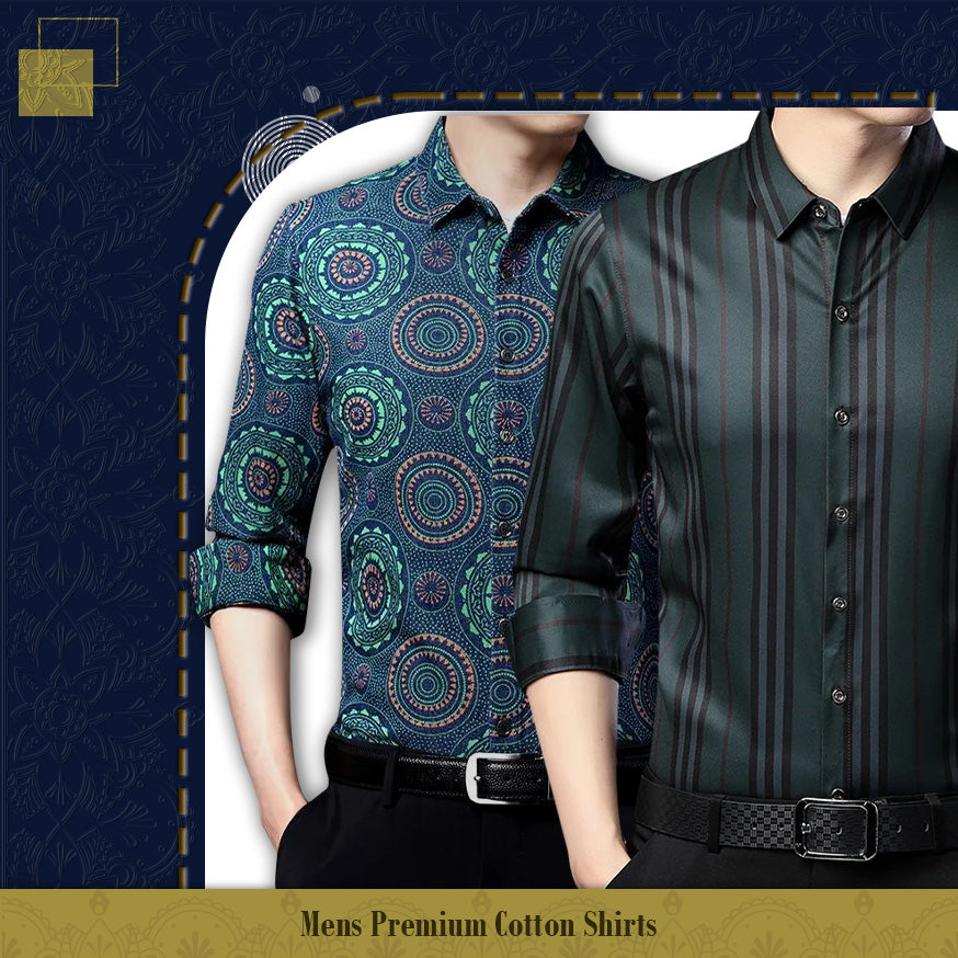 Pack of 2 ( Men's Premium Best Selling Cotton Shirts ) [BCP+GREY L]