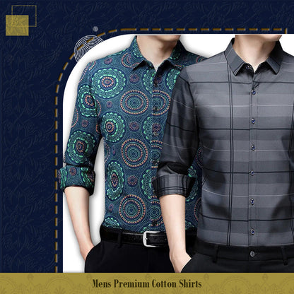 Pack of 2 ( Men's Premium Best Selling Cotton Shirts )[SILVER L+BCP]
