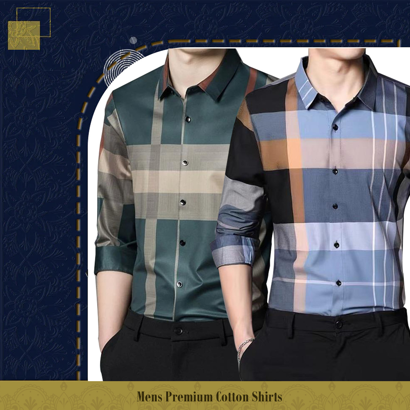 Full Sleeve Cotton Check Shirt (GREEN + SOB)