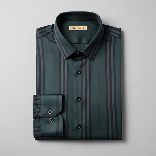 Forest Edge Stripe Full Sleeve Cotton Check Shirt (GREY L)