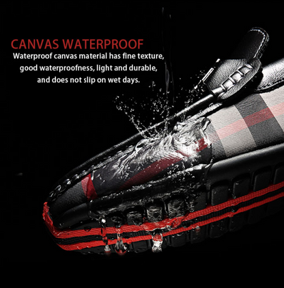 The Men Black And Dark Red Designer Check Loafer Shoes