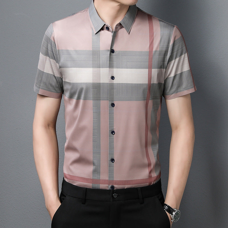 Half Sleeves Men's Cotton Check Shirt