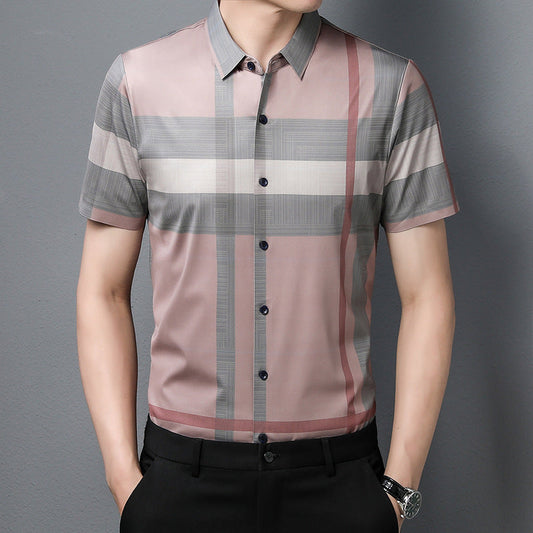Half Sleeves Men's Cotton Check Shirt