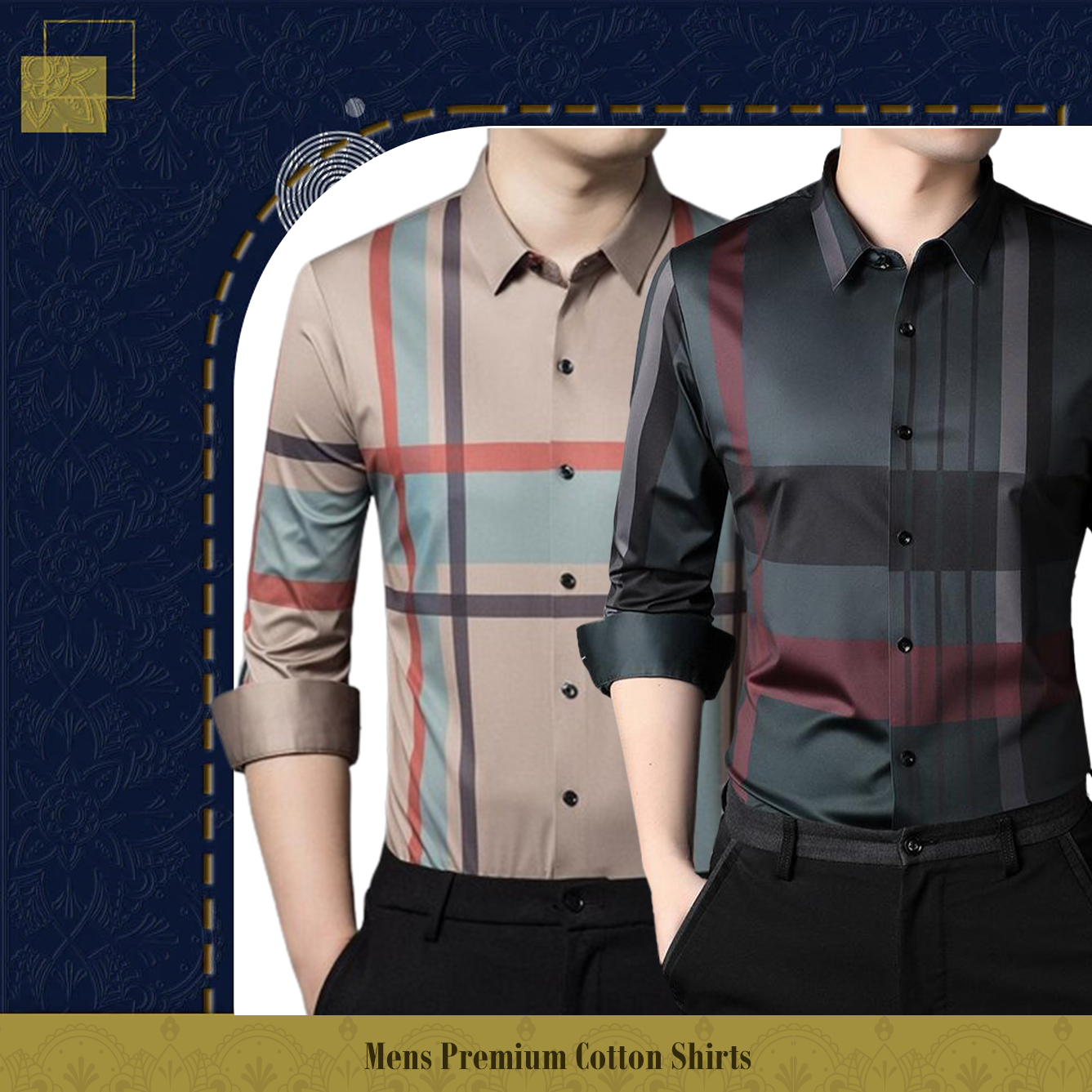 Pack of 2 Full Sleeve Cotton Check Shirt (PEACH+RBL)