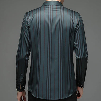 Forest Edge Stripe Full Sleeve Cotton Check Shirt (GREY L)