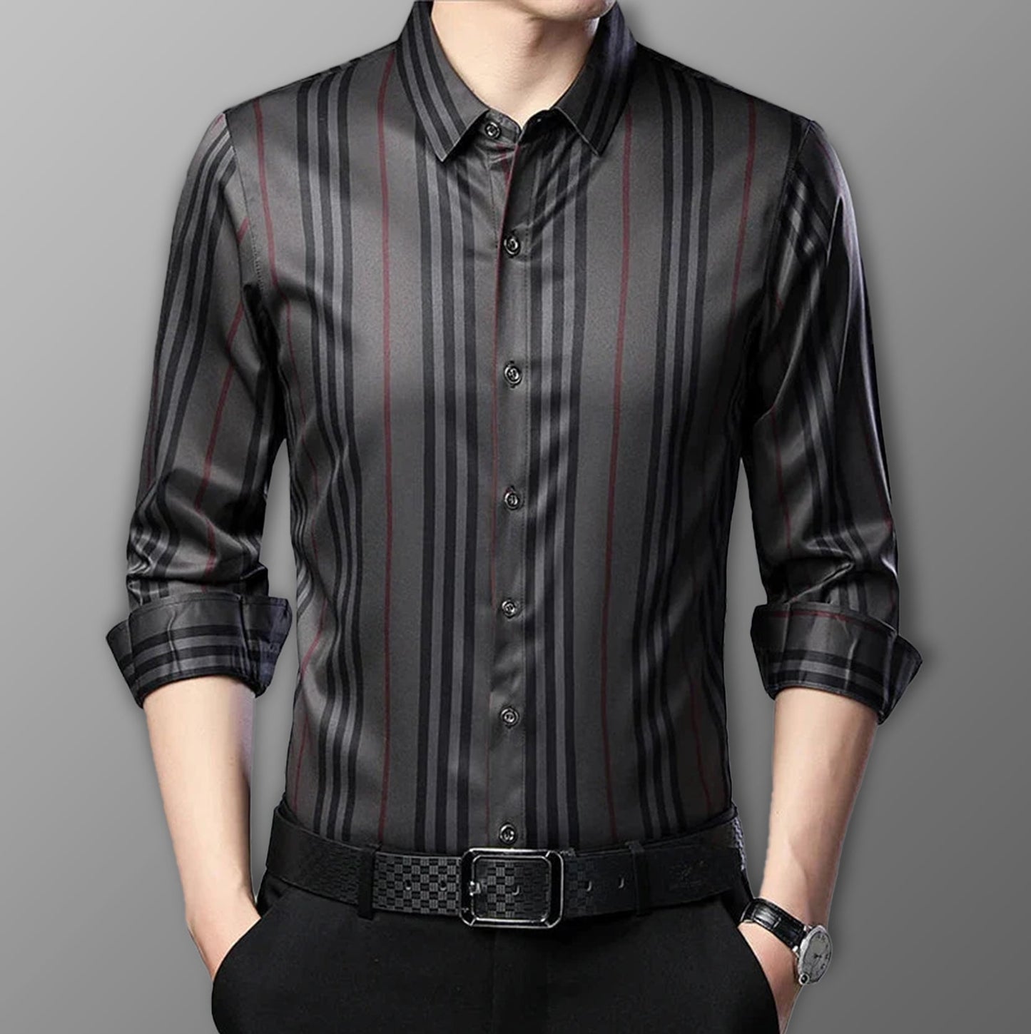 Men's Full Sleeves Checkered Collar Shirt - Regular Fit, Cotton Shirt (BROWN)